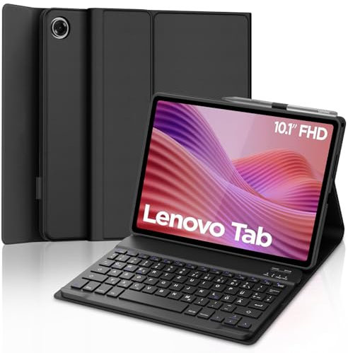 SENGBIRCH Tastaturhülle für Lenovo Tab Tablet 10.1 2025 - QWERTZ Deutsche Abnehmbare Bluetooth Wireless Tastatur für Lenovo Tab Tablet 10.1 2025 (TB-311FU TB-311XU), Schwarz