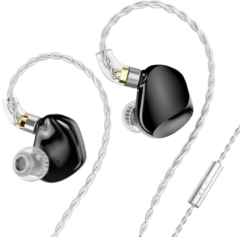 TRN VX PRO+Cuffie Hi-Fi doppie magnetiche da 10 mm progettate ergonomicamente con cavo staccabile a 2 pin (jack da 3,5 mm + microfono/nero)
