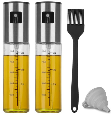 JASTOO Spruzzatore per olio per cucinare, flacone spray, olio, spray per olio da cucina, spruzzatore per friggitrice ad aria calda, olio d'oliva spray per insalata, barbecue, cottura in cucina (2