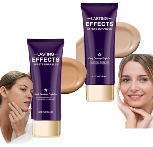 Body Coverage Perfector Flawless Körper Make Up Wasserfest Concealer Tattoo Abdeckung Langanhaltend CC Cream All Over Complexion Foundation Abdeckcreme Ohne Übertragung 74g*2 (Natürliche+Dunkler)