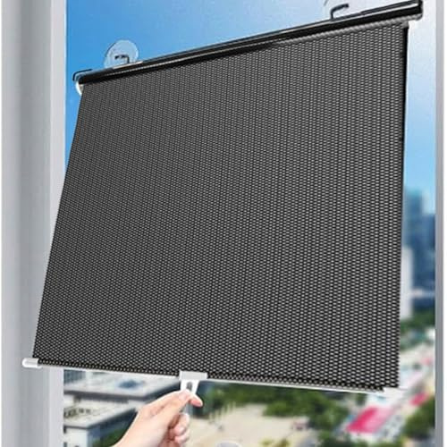 Temporary Blackout Blind, Portable Suction Cup Blinds | Stick on with Suction Cups Sun Protection Thermal Retractable Curtains No Drill Black Out Blinds for Bedroom/Living room