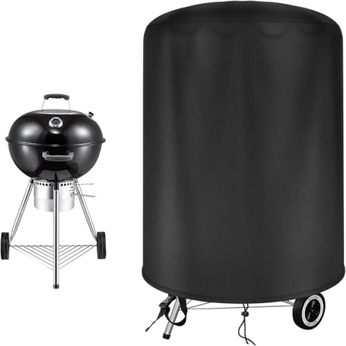 Abdeckung, Grillabdeckung Wetterfest Kugelgrill Abdeckhaube, 420D Oxford Holzkohlegrill Abdeckplane Wasserdicht Reißfest UV Schutz Grill vor Verblassen für Weber Holzkohlegrill (77 x 97 cm