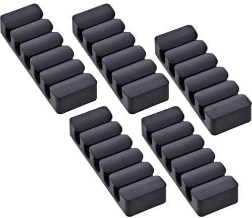 InLine 5er Pack Kabelclip 5-fach selbstklebend schwarz, zur Organisation mehrerer Kabel am Schreibtisch, im Auto oder Büro, mit 3M Klebepad, 59971K