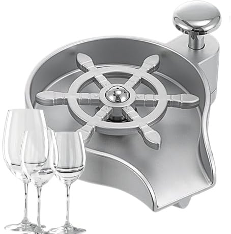Rince-verres pour évier en acier – Nettoyeur de verres manuel, accessoire de rinçage haute pression, structure métallique durable | Solution pratique quotidienne pour récipients boissons mugs café