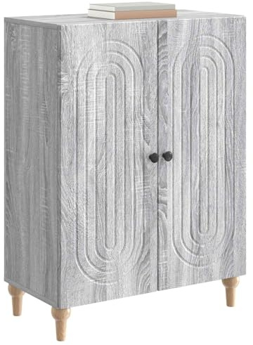 vidaXL Sideboard Graues Sonoma 66 x 34,5 x 90 cm Holzwerkstoff, Wohnzimmer Aufbewahrung, Rechteckige Anrichte, Moderner Stil, Großer Schrank mit Regalen, Minimalistische Streifenmuster