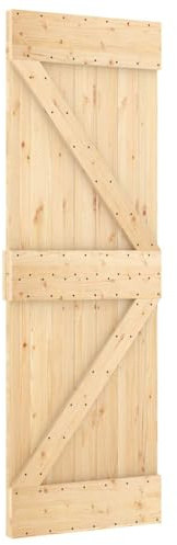 Porta Scorrevole 200x210 cm Legno Pino Solido | Binario Acciaio Verniciato, Meccanismo Superiore, Design Salvaspazio, Per Interni