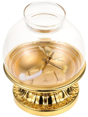 Halloween Feier Weihnachten Feier Öllampe aus Glas und Legierung, Winddicht | 1 Satz, für Kerosin und Docht, mit Glasabdeckung, Flammenregler, Tempel und Festliche Dekoration