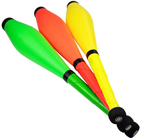 Juggle Dream Neon UV Street 3 Mazze da Giocoleria Set di 3 Trainer Club - Set di Giocoleria per Principianti e Giocolieri Avanzati (Arancione, Giallo, Verde)