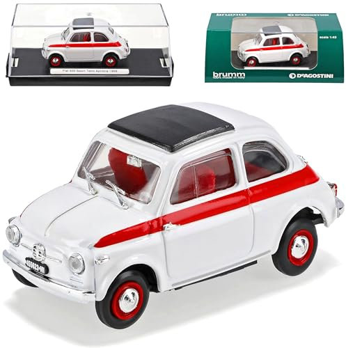 Brumm FIAT 500 Nuova Sport Tetto Apribile 1959 Weiss 1/43 Sonderangebot Modell Auto mit individiuellem Wunschkennzeichen