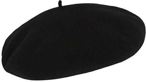 Laulhère Original Französische Baskenmütze | Barett | MADE IN FRANCE - aus 100% Merino-Wolle – schwarz, 60, Schwarz
