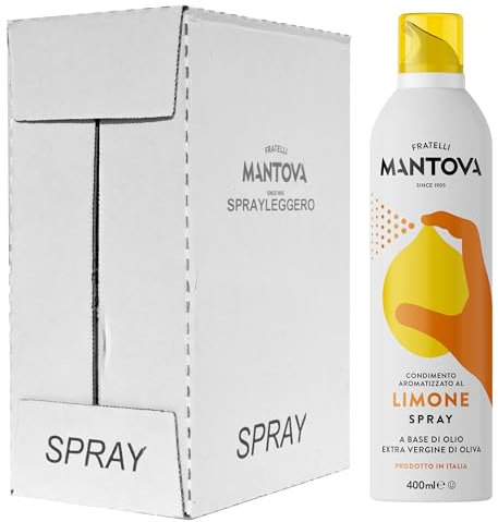 Limone Spray in Olio Extra Vergine di Oliva 6x400 ml- Olio Spray italiano – Sprayleggero – 100% Naturale,100% Leggero, 100% Facile - Con lo spray risparmi fino al 90% di prodotto