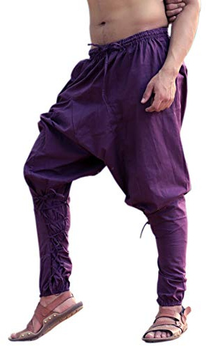Sarjana Handicrafts Pantaloni da uomo e da donna, in cotone, stile harem, per yoga, pigiama etnico, Viola, Taglia unica