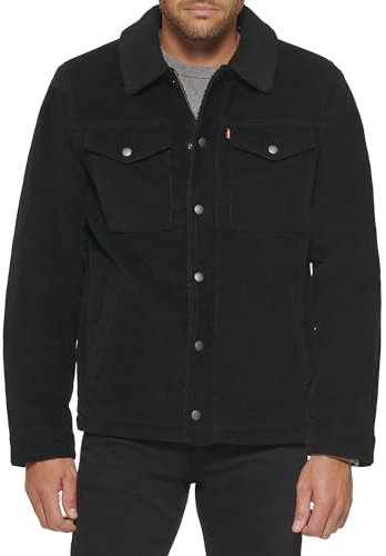 Levi's Cord Sherpa Trucker Herren-Jacke, Schwarzer Cord, XL