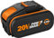 WORX Batterie 18 V (20 V max) 4,0 Ah WA3553 avec affichage, PowerShare pour tous les appareils WORX – Batterie de rechange rechargeable haute performance, tension nominale 18 V, tension de crête 20 V