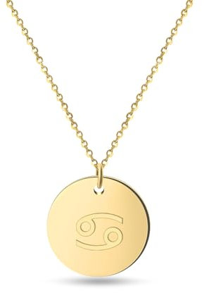GD GOOD.designs Sternzeichen Kette Gold 18 Karat - Wasserfest I Vergoldete Halskette mit Horoskop Anhänger I Zodiac Necklace aus Edelstahl für Damen