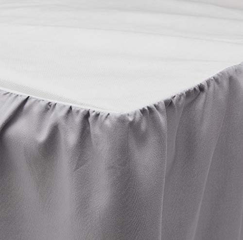 Martex Jupe de lit à Volants pour Grand lit | Jupe de lit en Microfibre | Hauteur de 38,1 cm | Jupe de lit de qualité hôtelière | Gris