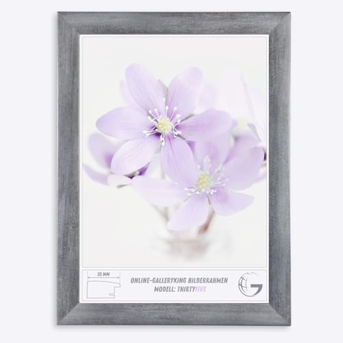Online-GalleryKing OGK Thirtyfive Bilderrahmen 84x118 cm Grau gewischt mit MDF Holzrahmen vollummantelt, entspiegeltes Anti-Reflex Kunstglas und HDF Rückwand - Fotorahmen für Hoch- und Querformat