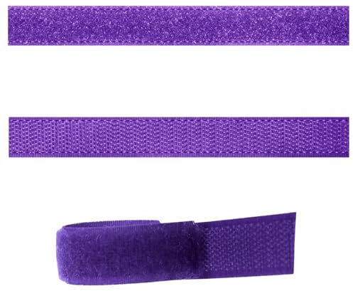 SIMON PIKE 1m x 1,5 cm Klettband lila, (Flausch und Haken im Set), zum Aufnähen, hohe Verschlusskraft, wiederverschließbar, frei zuschneidbar