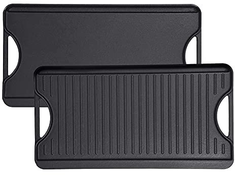 GasSaf Cast Iron Reversible Griddle with Handles, 20 Inch x 10.5 Inch Big Grill Pan for Stovetop