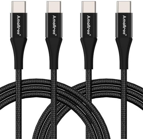 Amaitree USB C to USB C Cable, 4Ft [2Pack] 60W Fast Charging USB C Cable, Compatible iPhone 15/15 Pro/15 Plus/15Pro Max,Samsung Galaxy S24/S23/S22,iPad Pro 2021,iPad Air 4 and More - Black