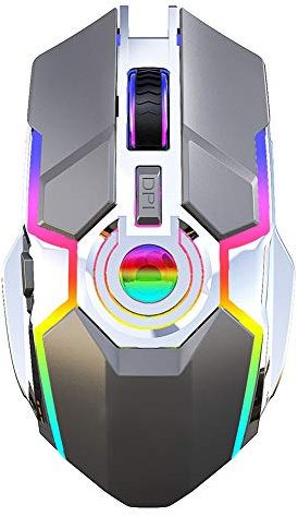 Topiky Wireless Gaming Mouse, 600Mah 2400DPI RGB Gaming Mouse High Performance Bluetooth Gaming Mouse with Mechanical Micro Switch, Plug & Play for Computer Laptop(Gray)