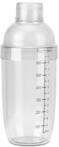 HERCHR Resin Cocktail Shaker Bottle, Clear Shaker Hand Drink Mixer Boba Tea Shaker Cup Drink Shaker with Clear Scale for Bar and Home Use(24 oz / 700cc)
