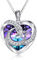 TOUPOP 925 Sterlingsilber Monde Kette Für Damen Herzs Halbmond Kette Schmuck Geburtstagsgeschenke für Frauen Mond Stern Anhänger Halskette Blau Kristallkette Mutter Ehefrau Mädchen