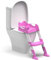 ZENO Potty Training Seat | Toddler Toilet Seat | Toilet Seat Ladder | Toilet Steps for Toddlers | Kids Toilet Step with Cushioned Seat | Foldable Design for Easy Storage | Universal Fit | Pink