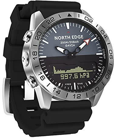 RUTXE Montre Militaire Multifonction Extérieure pour Hommes 200M Étanche Double Affichage Numérique Montre Bracelet de Plongée à Pression d'Altitude avec Boussole Compteur de Calories (Black)