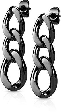beyoutifulthings 1 Paar Damen Ohr-Stecker Ketten-Glieder Anhänger Ohr-ringe Ohr-hänger Ohringe Schwarz