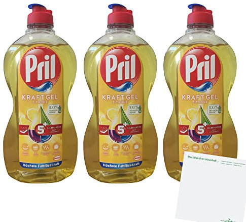 Pril Kraft Gel Zitrone 3er Pack (3x450ml Flasche) + usy Block