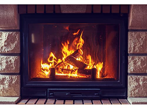 Aoihrraan 1,5x1m Brûlant Bois de chauffage Toile de Fond Vintage Cheminée Flammes Feu Scintillant Flamme Marbre Mur Intérieur Photographie Fond Barbecues Feu de camp Fête Kid Adulte Photo Prop