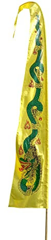 DEKOVALENZ - Drachenfahne Dragon, 5 Meter gelb, Stoff ohne Stange, für Hindu Ritual Bali Fahne