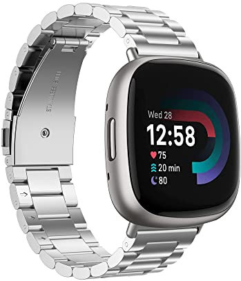Chofit Armbänder kompatibel mit Fitbit Versa 4/Sense 2, Metall, Edelstahl, Ersatz-Armband für Sense 2/Versa 4, Edelstahl (Silber)