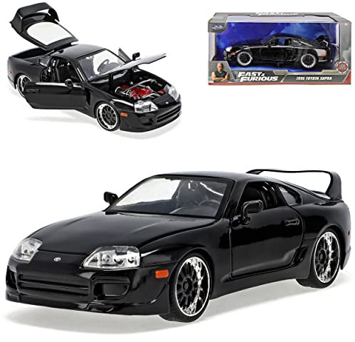 alles-meine.de GmbH T*o*y*o*t*a Supra Schwarz The Fast and The Furious 1/24 Jada Modell Auto mit individiuellem Wunschkennzeichen