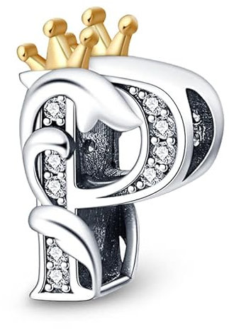 TINSLO Charm Anhänger Damen Buchstabe P für Armband 925 Sterling Silber Charms Beads passend für Pandora Armband und Halskette, Kompatibel mit Europäischen Armbänder für Frauen Mädchen
