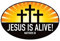 MACMRD Auto Aufkleber 12,7 cm * 8,3 cm Lustiger Jesus Lebt Ovaler PVC-Motorrad-Auto-Aufkleber