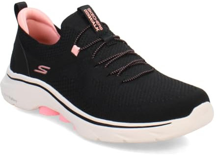 Skechers, Go Walk 7 Donna, Black Textile Hot Pink Trim, 37 EU
