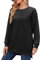 Florboom Sweatshirts Damen Oversized Rundhals Tasche Einfarbig Oberteil, Schwarz L