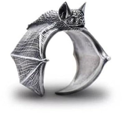 Adjustable Vintage Bat Rings,Halloween Black Bat Ring Male,Gothic Halloween Jewelry Ring,Personalized Vintage Animal Open Ring