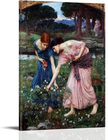 John William Waterhouse Painters' Works「Gather Ye Rosebuds While Ye May」Bedrucktes Leinwand-Poster, Kunstdruck auf Leinwand, modernes Familienschlafzimmer-Dekor, 20 x 30 cm