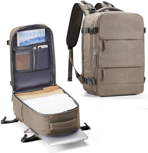 SZLX Sac à Dos Voyage Cabine 40x20x25 Ryanair Bagage Cabine 40x20x25 pour Ryanair Sac de Voyage Bagage à Main Avion Femme Sac à Dos Ordinateur Portable Imperméable Sac à Voyage Homme 20L Haki