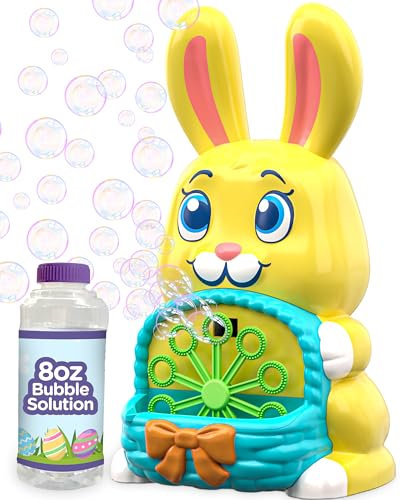 Move2Play Bunny Bubble Maker per bambini e bambini | Macchina per bolle | Giocattolo per bolle per bambini, ragazzi e ragazze, per interni ed esterni, festa di compleanno, divertimento estivo