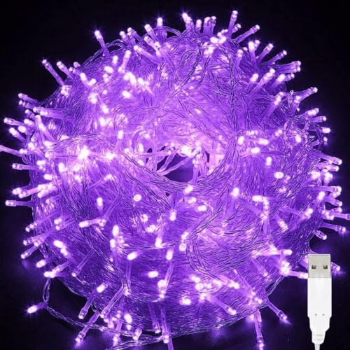 Luci Di Stringa Fata Albero, 10M 80LED USB Luci Natale a LED Scintillanti Per Albero Di Natale (Viola)