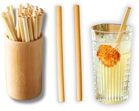 Pajitas desechables sostenibles, 200 unidades en 20 cm de longitud y 7-10 mm de diámetro, insípido, estables y biodegradables, alternativa compostables