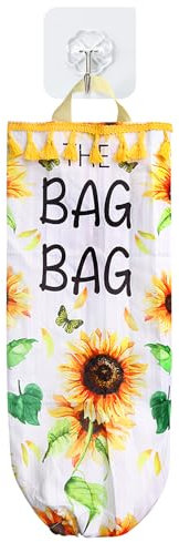 Tabanzhe Sunflower Bag Cage,Foldable Washable Bag Holder,Shopping Bag Garbage Bag Storage Decoration,Wall-Mounted Organizer(57 * 20CM)