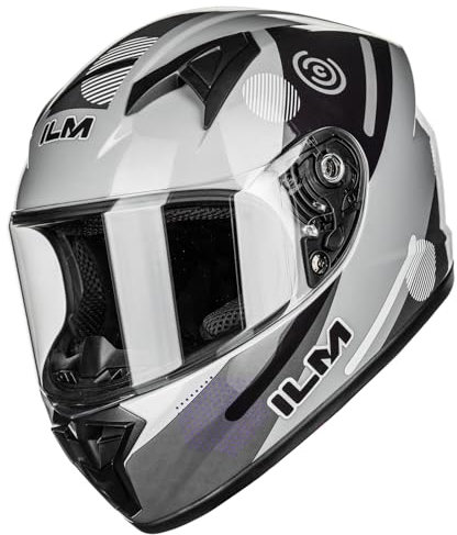 ILM Motorradhelm Kinder Integralhelm Full Face ECE Model MF521,Grauer Staub,S