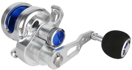 Snowbee Deep Blue 12 Twin Drag Sea Boat Fishing Reel - HT100 Carbon Fibre Drag System - 30Kg Max Drag - Stainless Steel Bearings - CNC Aluminium - Ergonomic Handle - Rod Clamp - Neoprene Case