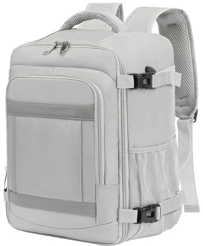 KLOSTAIN Bagage Cabine 40x20x25 pour Ryanair Sac à Dos Voyage Cabine Avion 20 L Femme Homme Bagage à Main Sac à Dos pour Ordinateur Portable Gris Clair