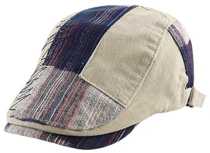 HIQIU Schiebermütze Herren Flatcap Barret Cap, Schirmmütze Herren Patchwork Baskenmütze Gatsby Newsboy Cap Golfermütze (DE/NL/SE/PL, Alphanumerisch, M, L, Grau-b)